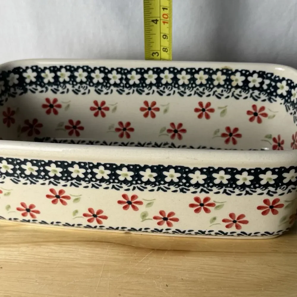 Polish Pottery Market Non-Stick Loaf Pan Baker Zaklady Boleslawiec Ceramic